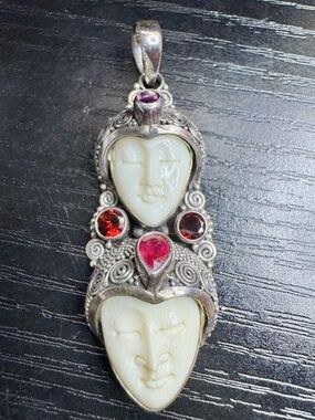 Sajen sterling silver, moon goddess pendant with gems.